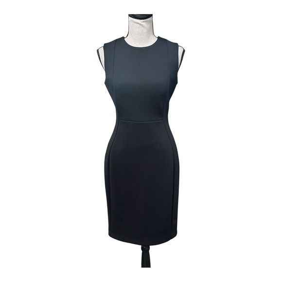 Calvin Klein Dresses & Skirts - Calvin Klein Black Sheath Dress Size 4 Stretch Sleeveless Gold Back Zip